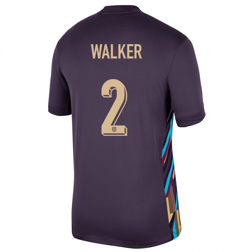 キッズフットボールイングランドカイル・ウォーカー#2ダークレーズンアウェイシャツ24-26ジャージーユニフォーム