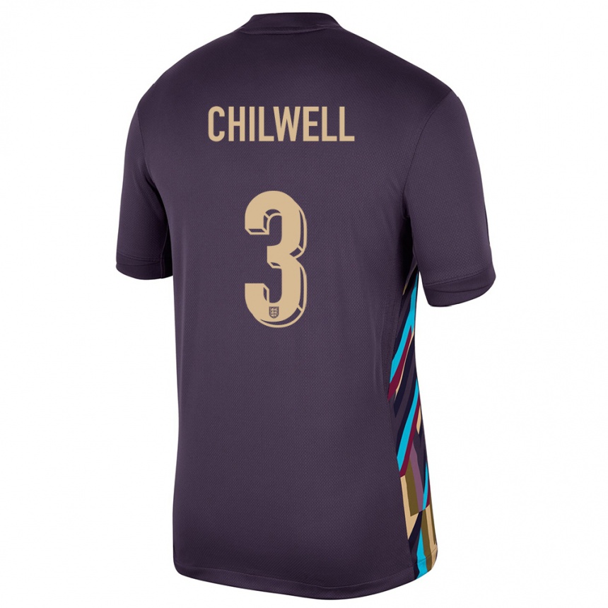 キッズフットボールイングランドベン・チルウェル#3ダークレーズンアウェイシャツ24-26ジャージーユニフォーム