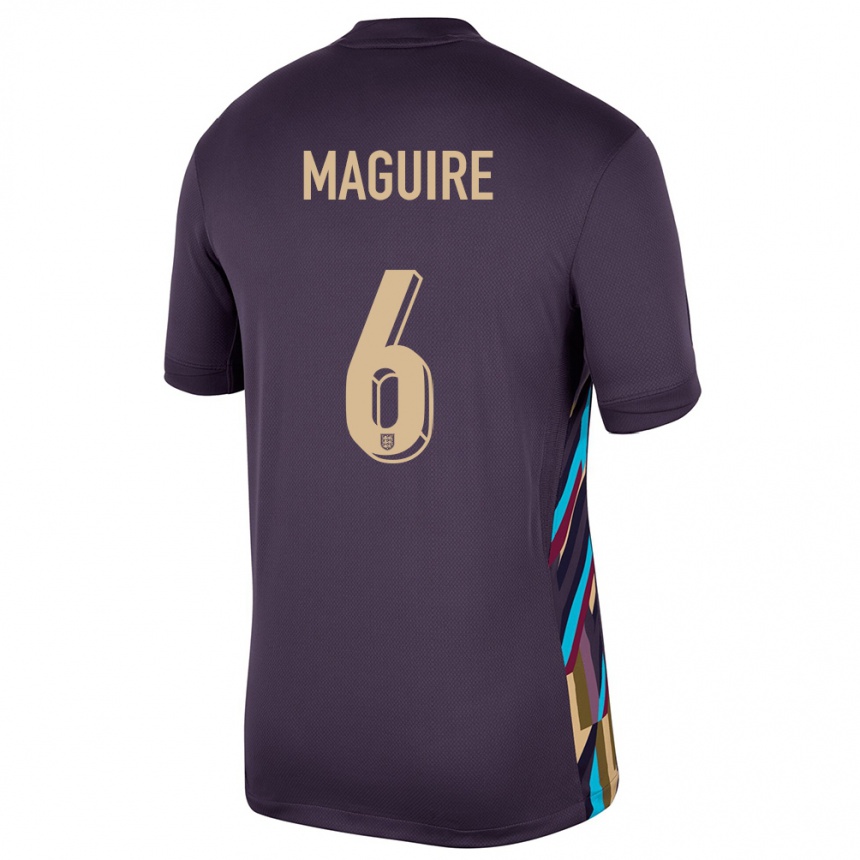 キッズフットボールイングランドハリー・マグワイア#6ダークレーズンアウェイシャツ24-26ジャージーユニフォーム