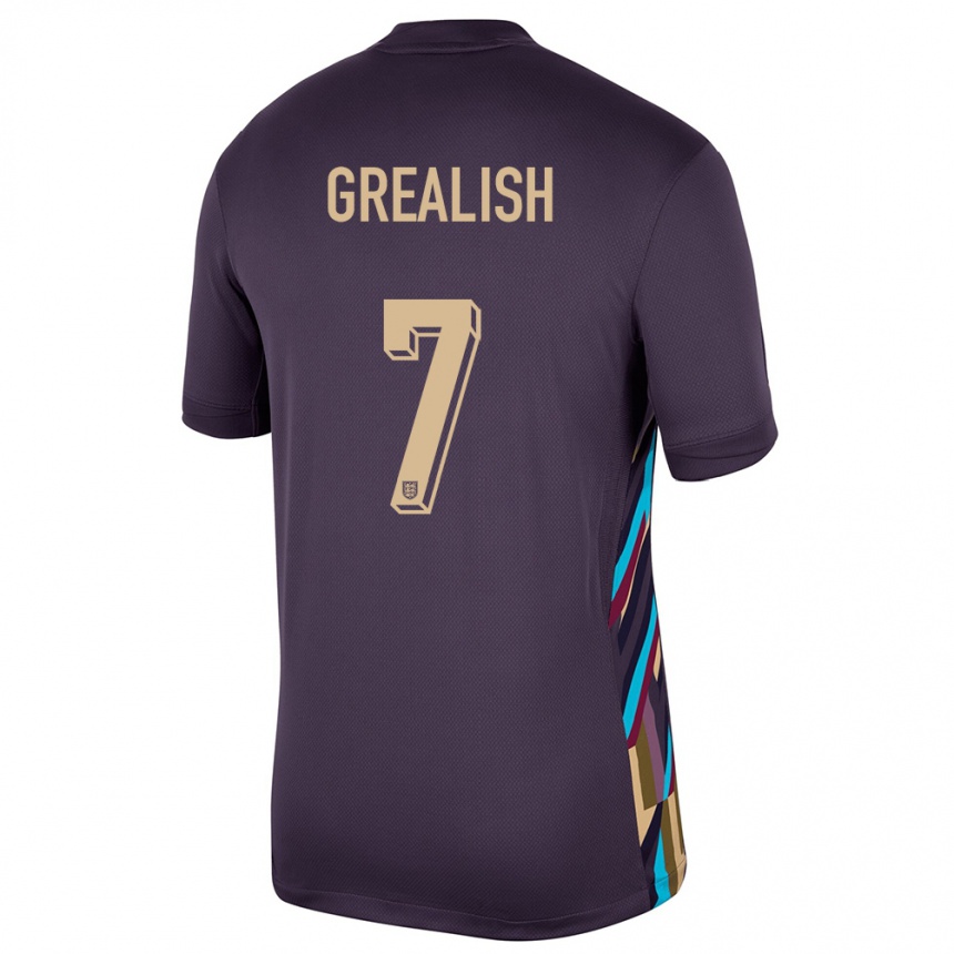 キッズフットボールイングランドジャック・グリーリッシュ#7ダークレーズンアウェイシャツ24-26ジャージーユニフォーム