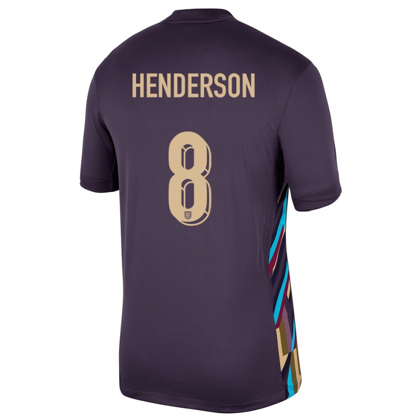 キッズフットボールイングランドジョーダン・ヘンダーソン#8ダークレーズンアウェイシャツ24-26ジャージーユニフォーム
