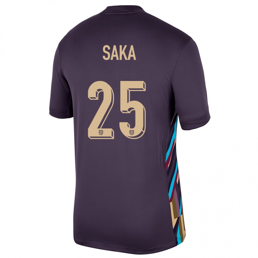 キッズフットボールイングランドブカヨ・サカ#25ダークレーズンアウェイシャツ24-26ジャージーユニフォーム