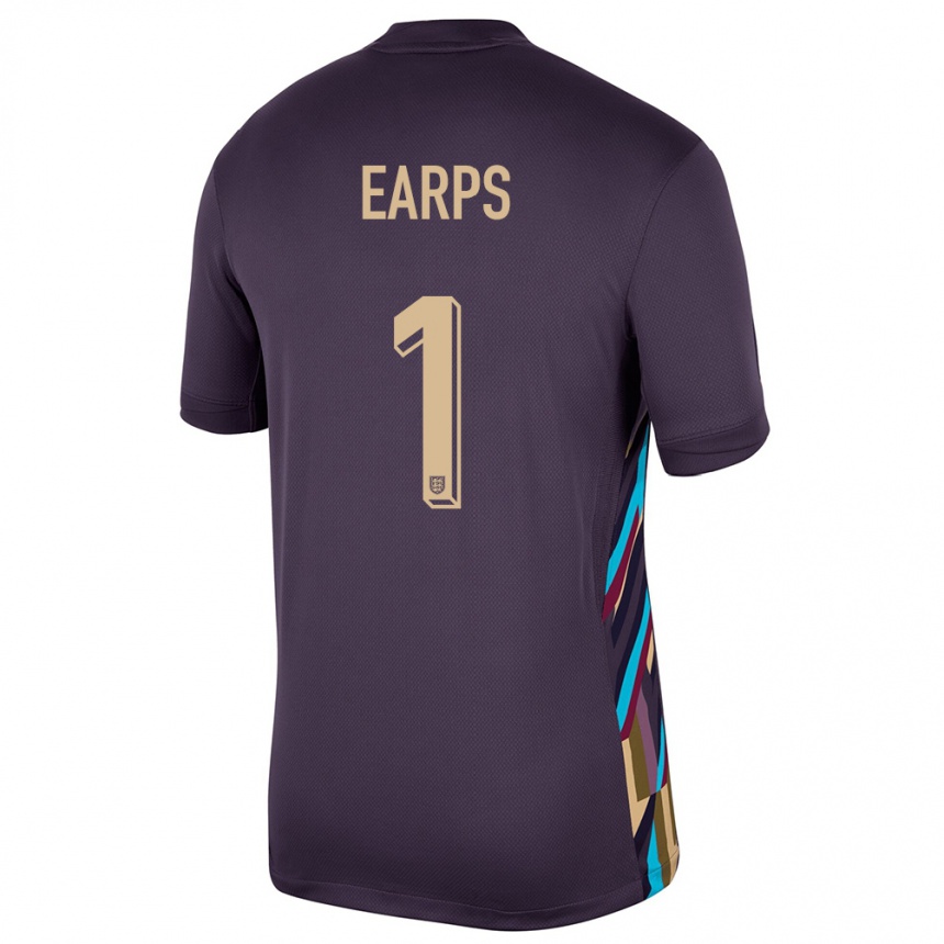 キッズフットボールイングランドメアリー・アープス#1ダークレーズンアウェイシャツ24-26ジャージーユニフォーム