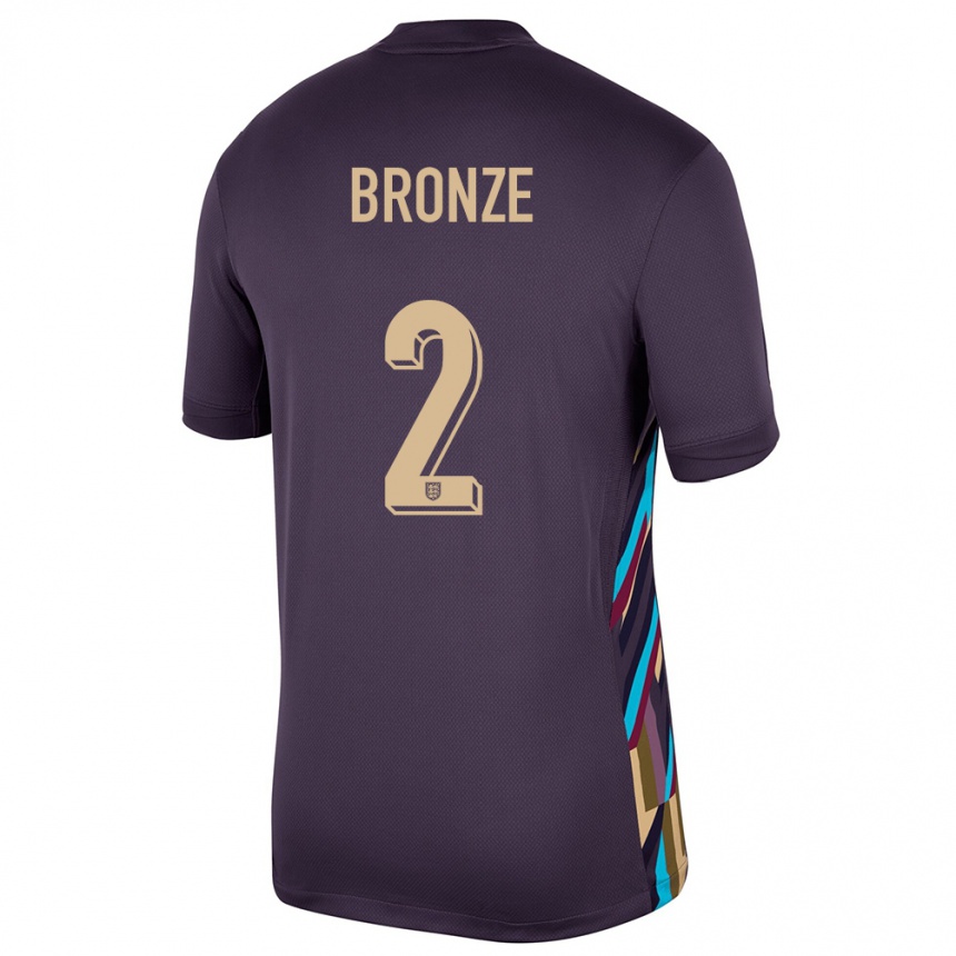 キッズフットボールイングランドルーシー・ブロンズ#2ダークレーズンアウェイシャツ24-26ジャージーユニフォーム