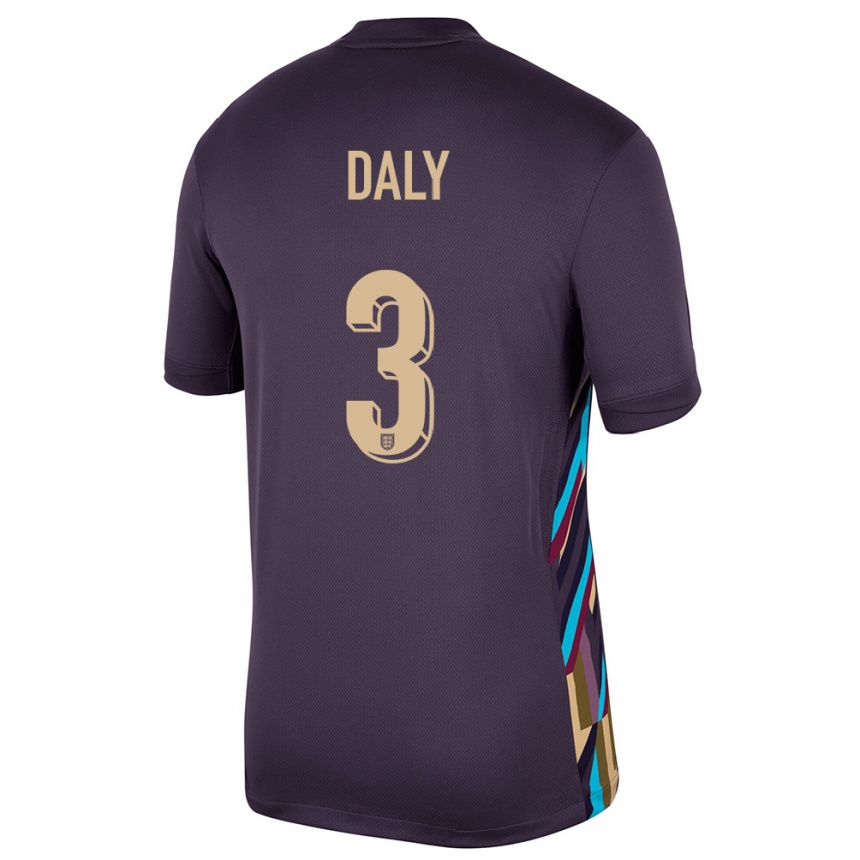 キッズフットボールイングランドレーチェル・デーリー#3ダークレーズンアウェイシャツ24-26ジャージーユニフォーム