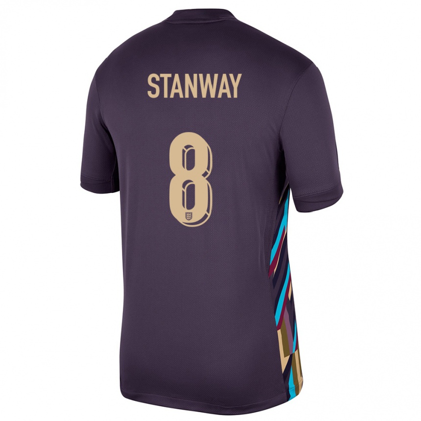 キッズフットボールイングランドジョージア・スタンウェー#8ダークレーズンアウェイシャツ24-26ジャージーユニフォーム