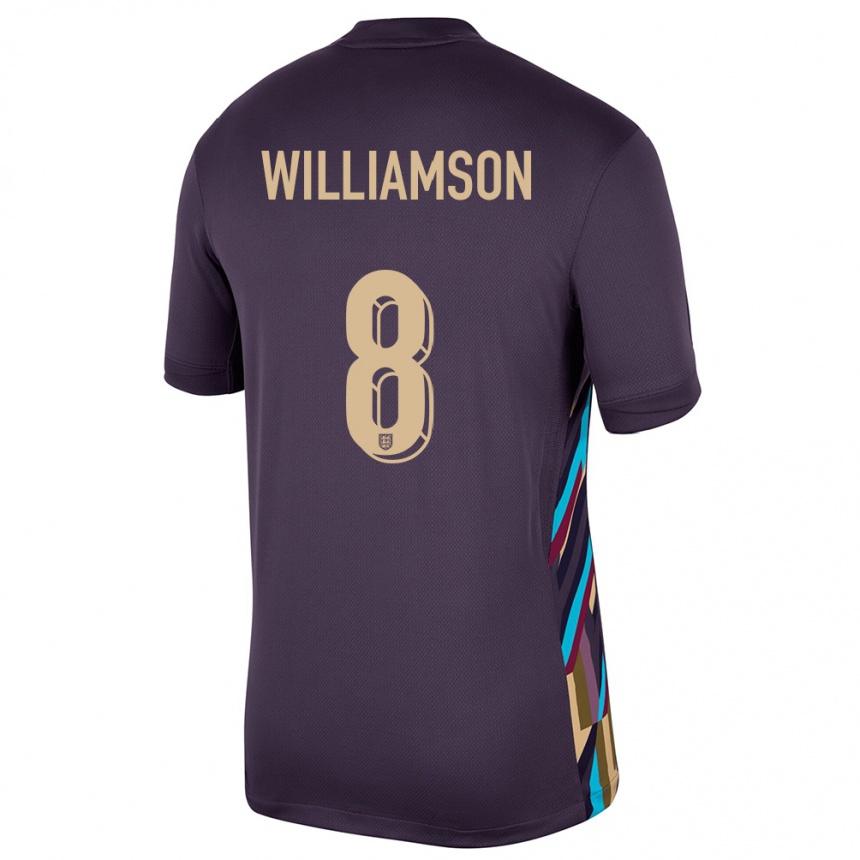 キッズフットボールイングランドリア・ウィリアムソン#8ダークレーズンアウェイシャツ24-26ジャージーユニフォーム
