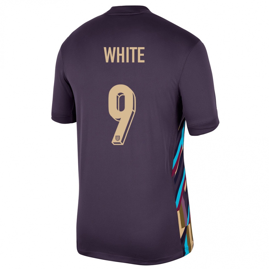 キッズフットボールイングランドエレン・トニ・ホワイト#9ダークレーズンアウェイシャツ24-26ジャージーユニフォーム