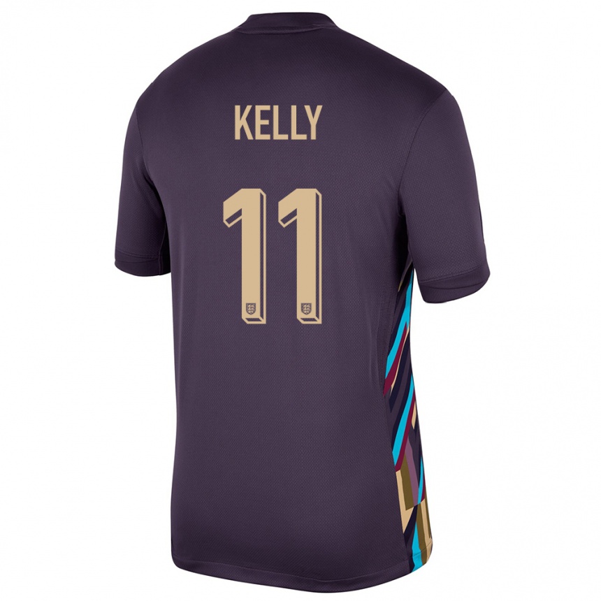 キッズフットボールイングランドクロエ・ケリー#11ダークレーズンアウェイシャツ24-26ジャージーユニフォーム