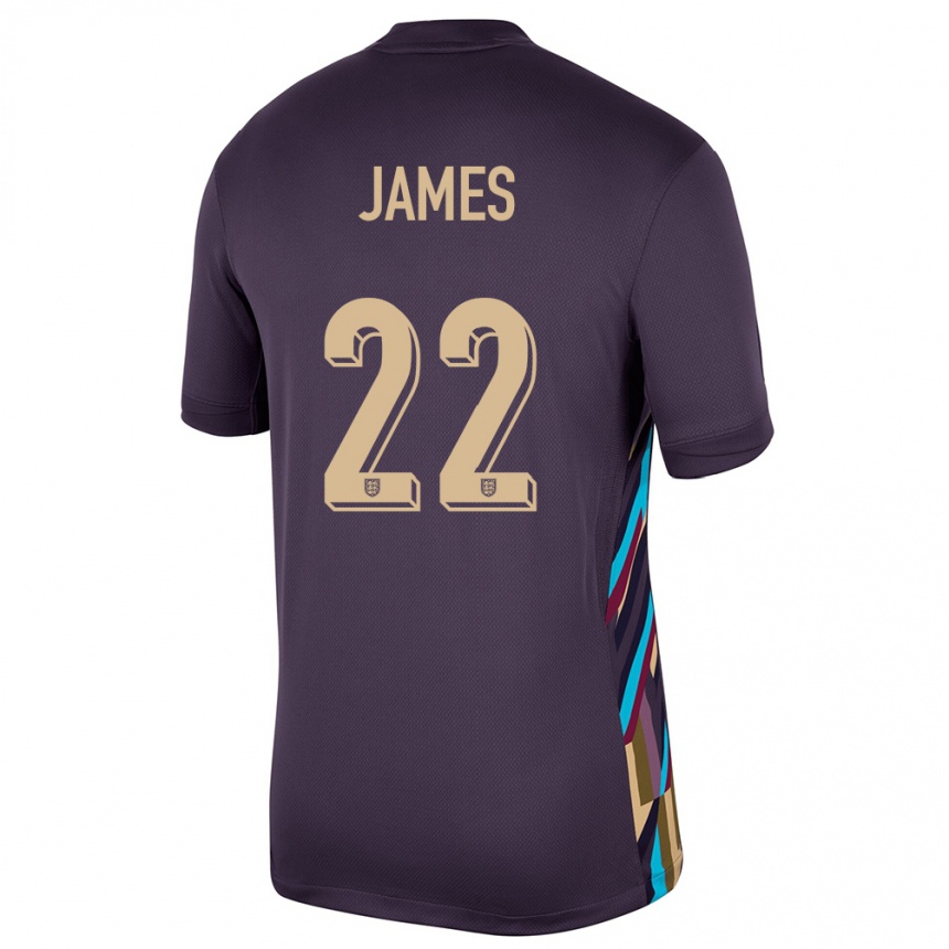キッズフットボールイングランドローレン・ジェームズ#22ダークレーズンアウェイシャツ24-26ジャージーユニフォーム