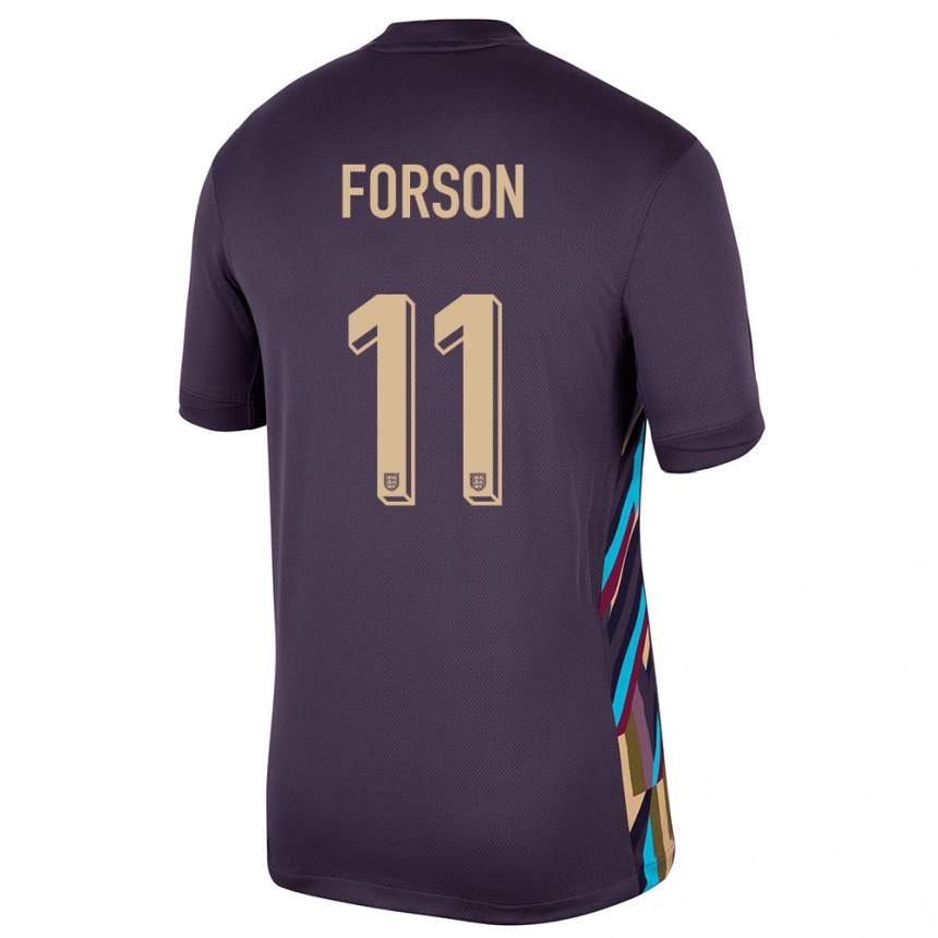 キッズフットボールイングランドオマリ・ネイサン・フォーソン#11ダークレーズンアウェイシャツ24-26ジャージーユニフォーム
