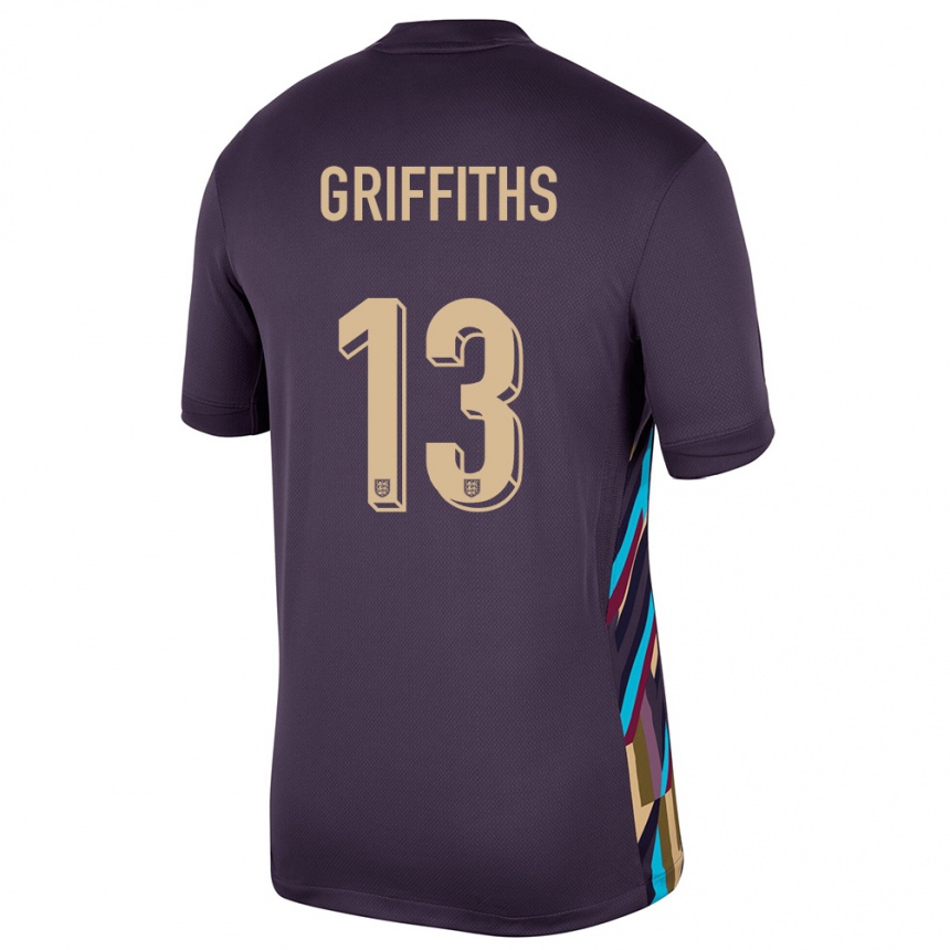 キッズフットボールイングランドジョシュ・グリフィス#13ダークレーズンアウェイシャツ24-26ジャージーユニフォーム