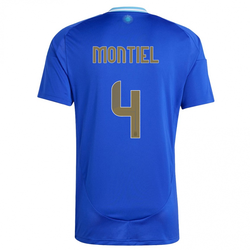 キッズフットボールアルゼンチンゴンサロ・モンティエル#4青アウェイシャツ24-26ジャージーユニフォーム