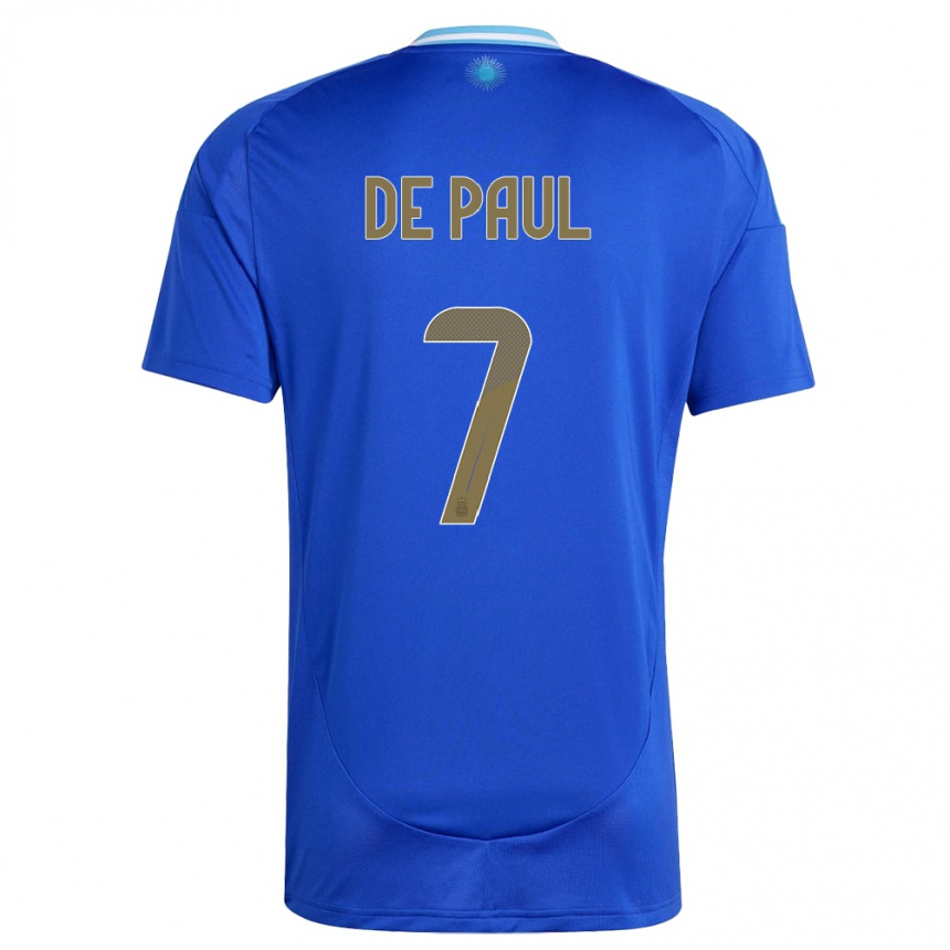 キッズフットボールアルゼンチンロドリゴ・デ・パウル#7青アウェイシャツ24-26ジャージーユニフォーム