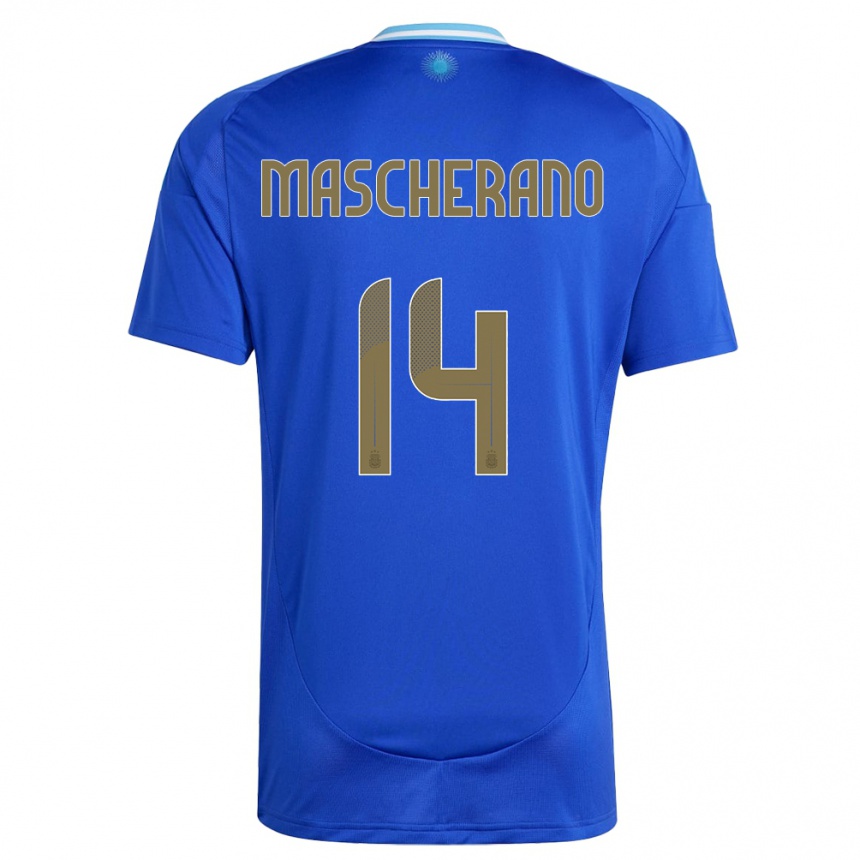 キッズフットボールアルゼンチンハビエル・マスチェラーノ#14青アウェイシャツ24-26ジャージーユニフォーム