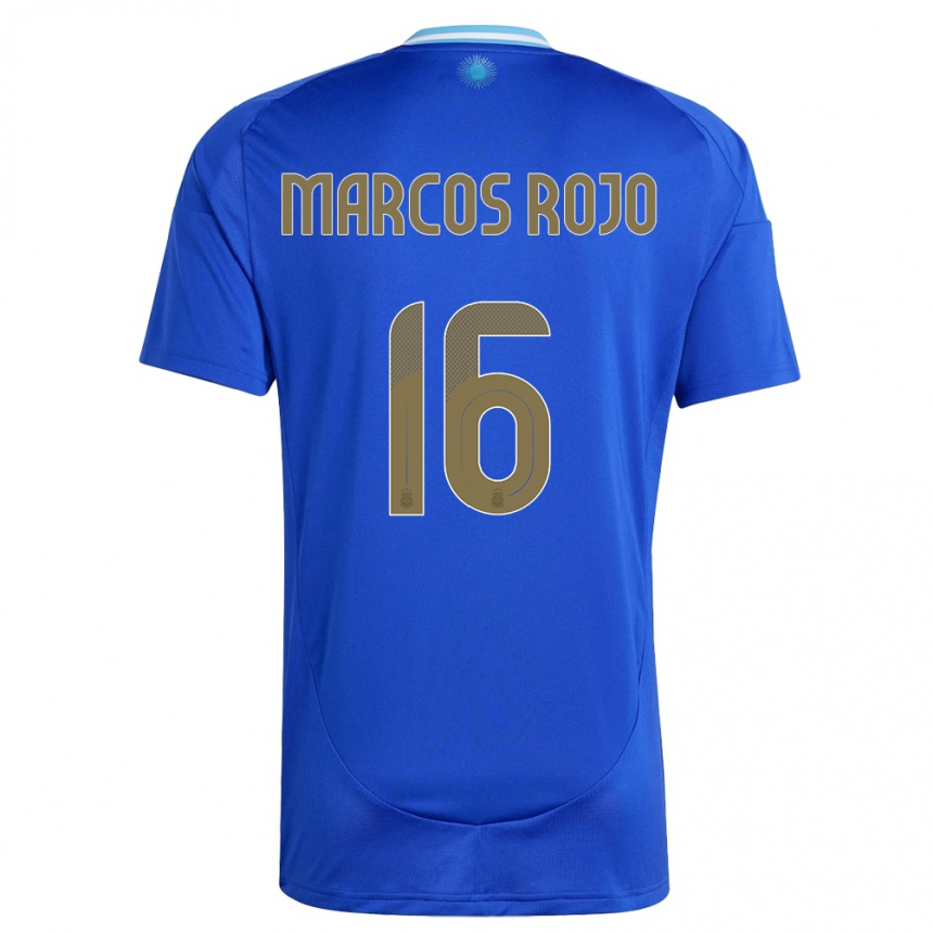 キッズフットボールアルゼンチンマルコス・ロホ#16青アウェイシャツ24-26ジャージーユニフォーム