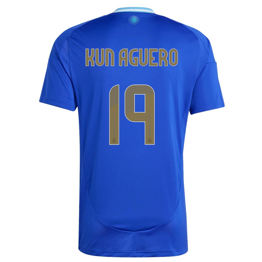 キッズフットボールアルゼンチンセルヒオ・アグエロ#19青アウェイシャツ24-26ジャージーユニフォーム
