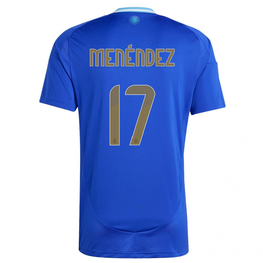 キッズフットボールアルゼンチンミラグロス・メネンデス#17青アウェイシャツ24-26ジャージーユニフォーム