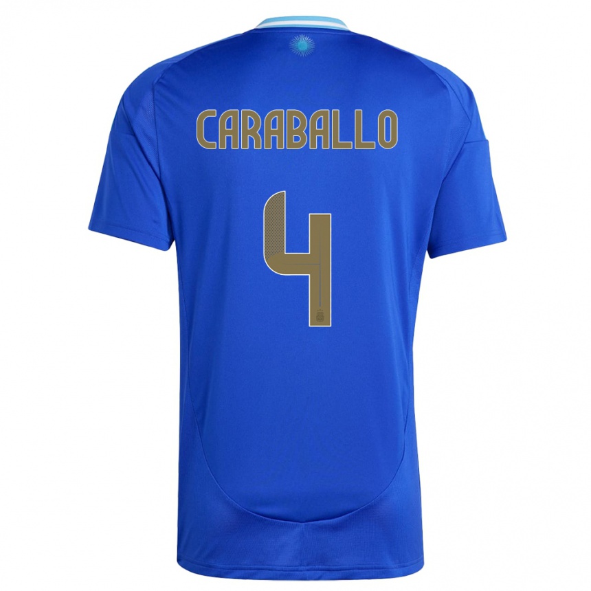 キッズフットボールアルゼンチンブライアン・カラバロ#4青アウェイシャツ24-26ジャージーユニフォーム