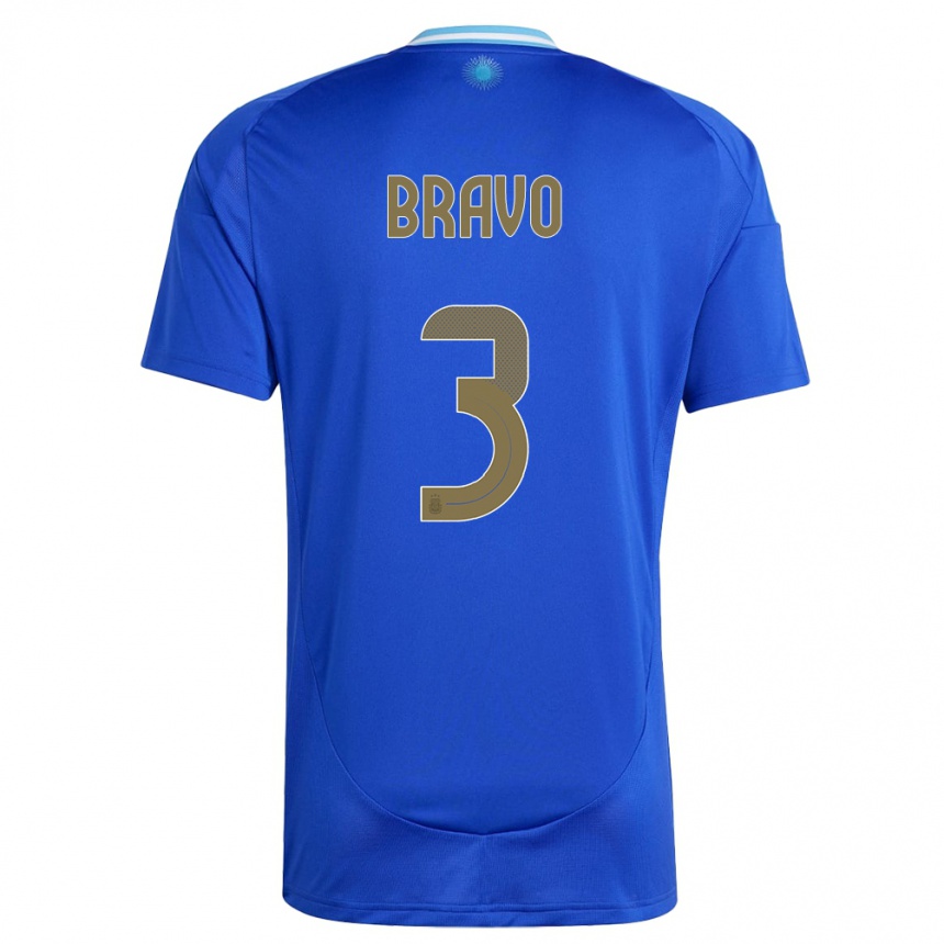 キッズフットボールアルゼンチンクラウディオ・ブラーボ#3青アウェイシャツ24-26ジャージーユニフォーム