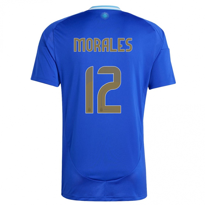キッズフットボールアルゼンチンラウタロ・モラレス#12青アウェイシャツ24-26ジャージーユニフォーム
