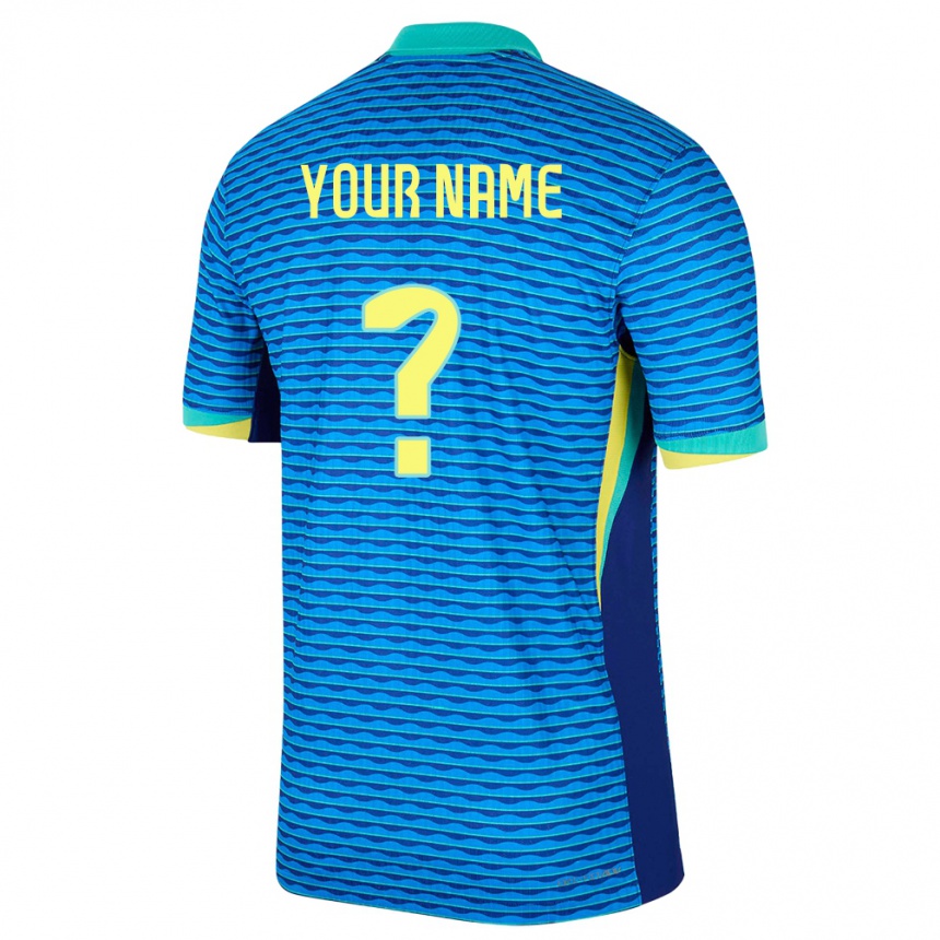 キッズフットボールブラジルあなたの名前#0青アウェイシャツ24-26ジャージーユニフォーム