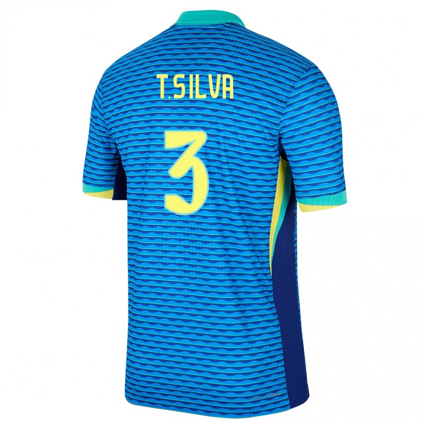 キッズフットボールブラジルチアゴ・エミリアーノ・ダ・シウバ#3青アウェイシャツ24-26ジャージーユニフォーム