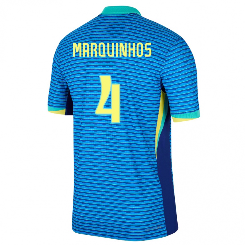 キッズフットボールブラジルマルコス・アオアス・コレア#4青アウェイシャツ24-26ジャージーユニフォーム