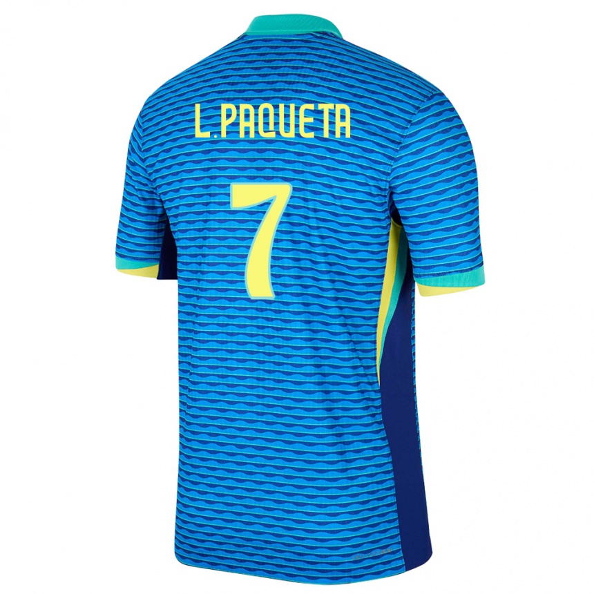 キッズフットボールブラジルルーカス・パケタ#7青アウェイシャツ24-26ジャージーユニフォーム