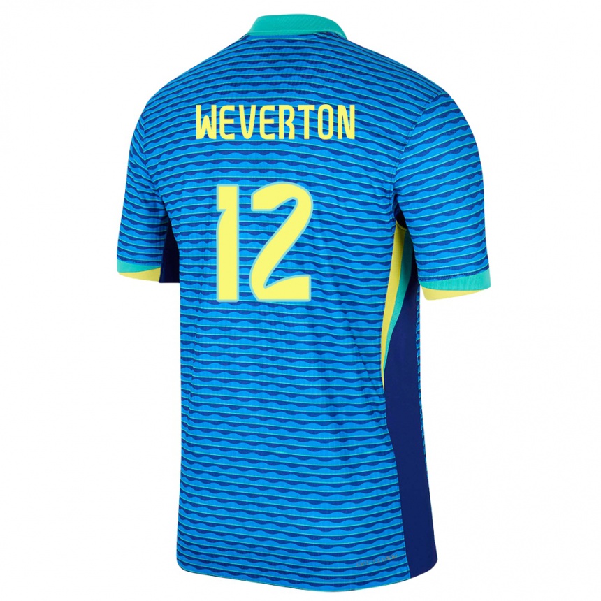 キッズフットボールブラジルウェヴェルトン#12青アウェイシャツ24-26ジャージーユニフォーム