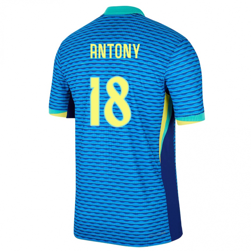 キッズフットボールブラジルアントニー・マテウス・ドス・サントス#18青アウェイシャツ24-26ジャージーユニフォーム