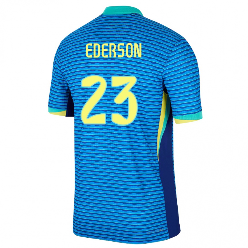キッズフットボールブラジルエデルソン・モラエス#23青アウェイシャツ24-26ジャージーユニフォーム
