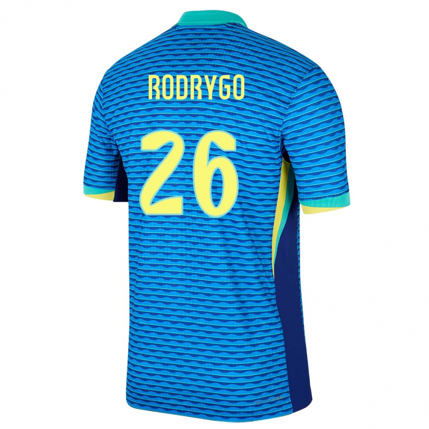 キッズフットボールブラジルロドリゴ・シウバ・デ・ゴエス#26青アウェイシャツ24-26ジャージーユニフォーム