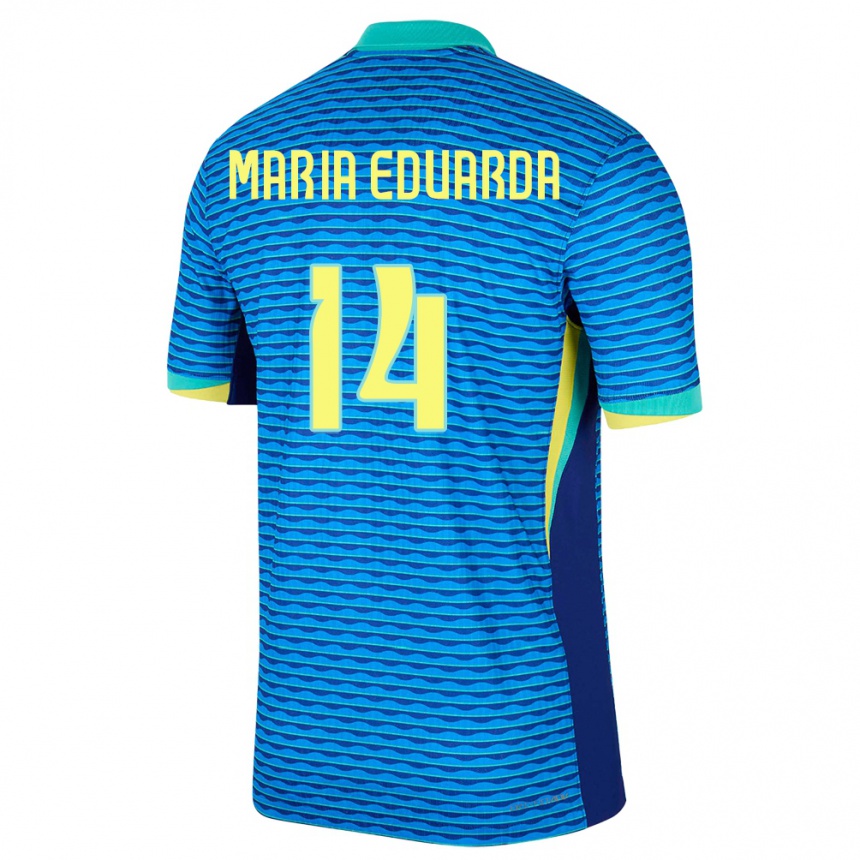 キッズフットボールブラジルマリア・エドゥアルダ#14青アウェイシャツ24-26ジャージーユニフォーム