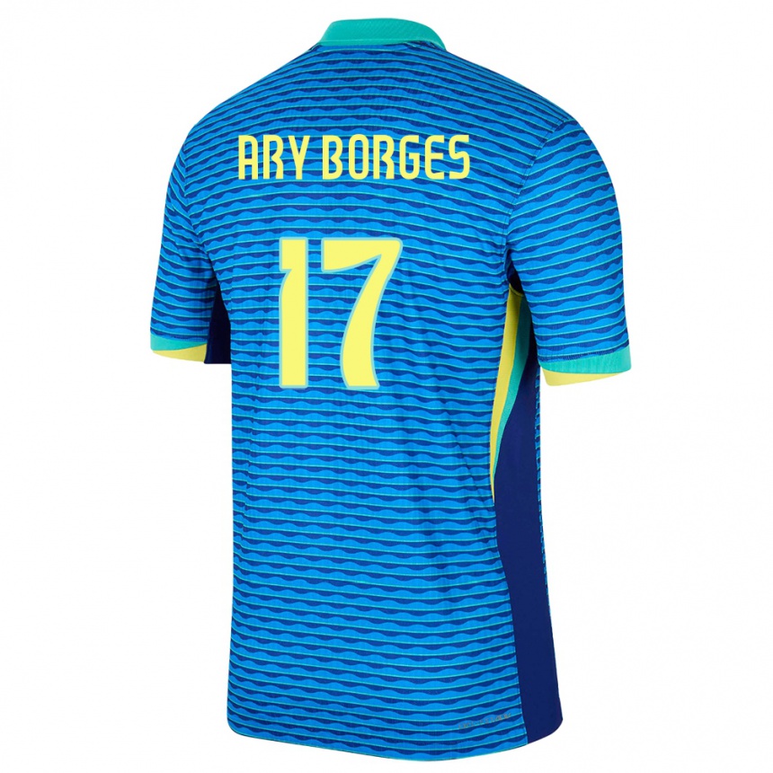 キッズフットボールブラジルアリ・ボルジェス#17青アウェイシャツ24-26ジャージーユニフォーム