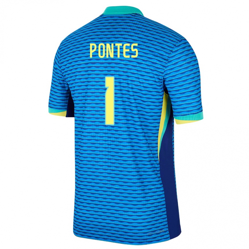 キッズフットボールブラジルミカエル・ポンテス#1青アウェイシャツ24-26ジャージーユニフォーム
