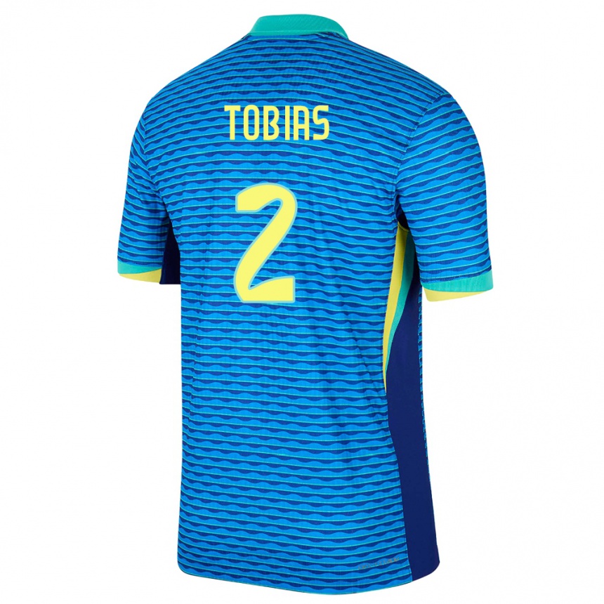 キッズフットボールブラジルヴィニシウス・トビアス#2青アウェイシャツ24-26ジャージーユニフォーム