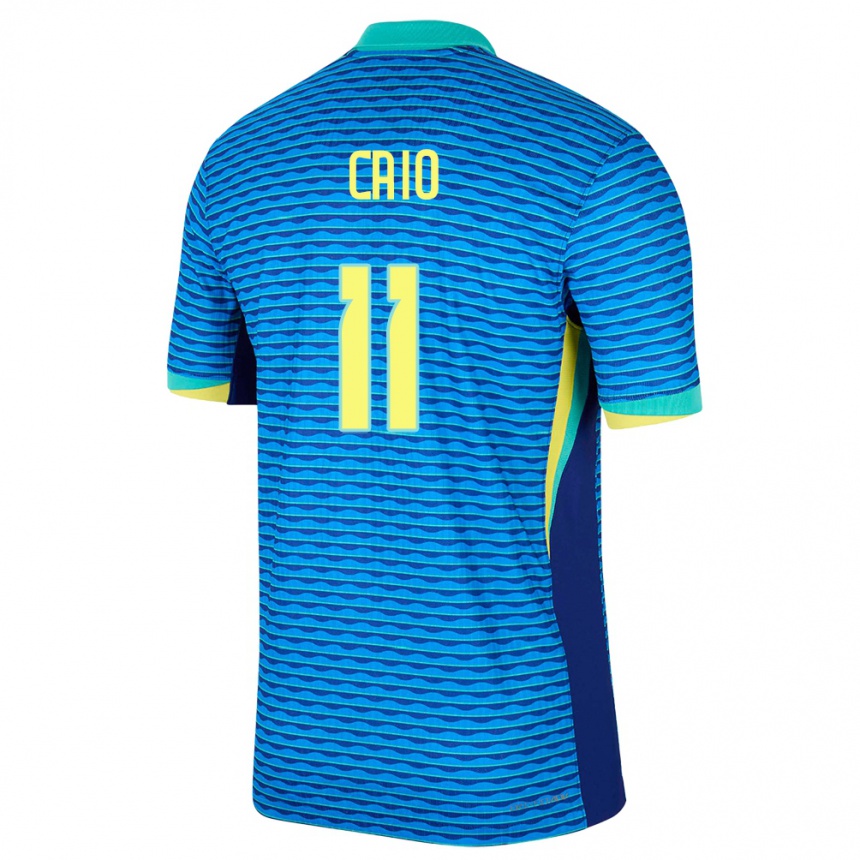キッズフットボールブラジルカイオ#11青アウェイシャツ24-26ジャージーユニフォーム