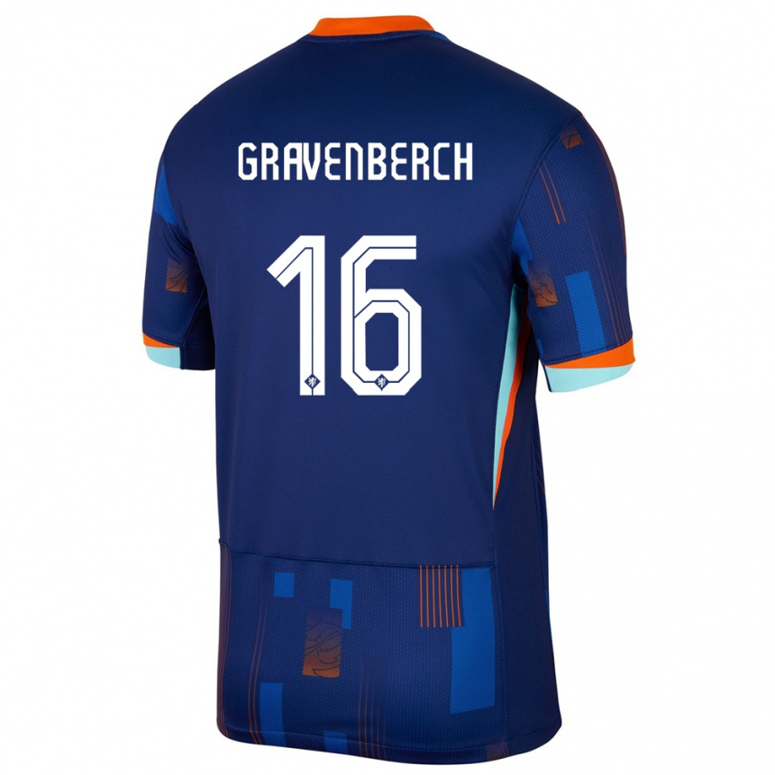キッズフットボールオランダライアン・グラフェンベルフ #16青アウェイシャツ24-26ジャージーユニフォーム