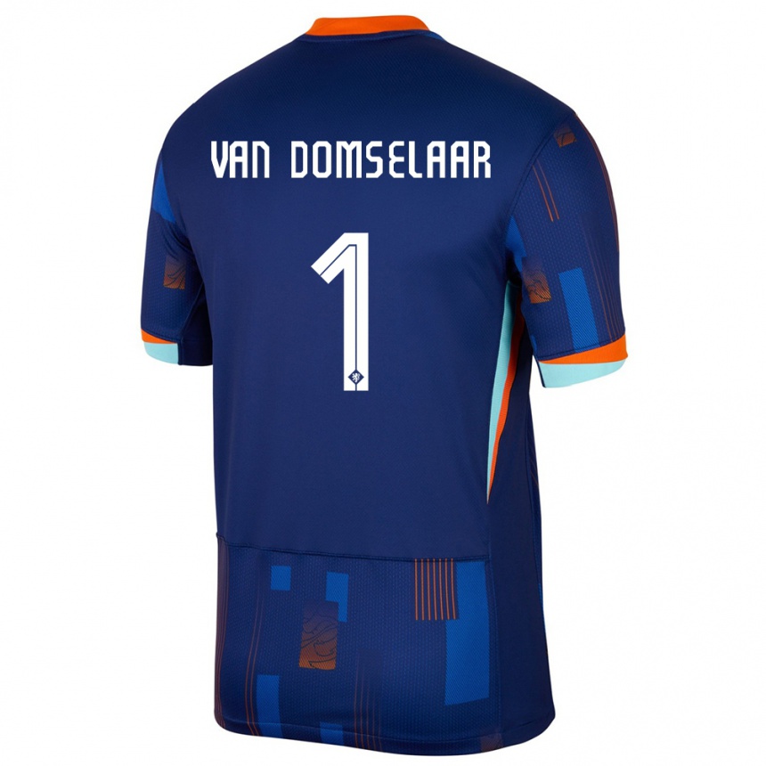 キッズフットボールオランダダフネ・ヴァン・ドムセラール#1青アウェイシャツ24-26ジャージーユニフォーム
