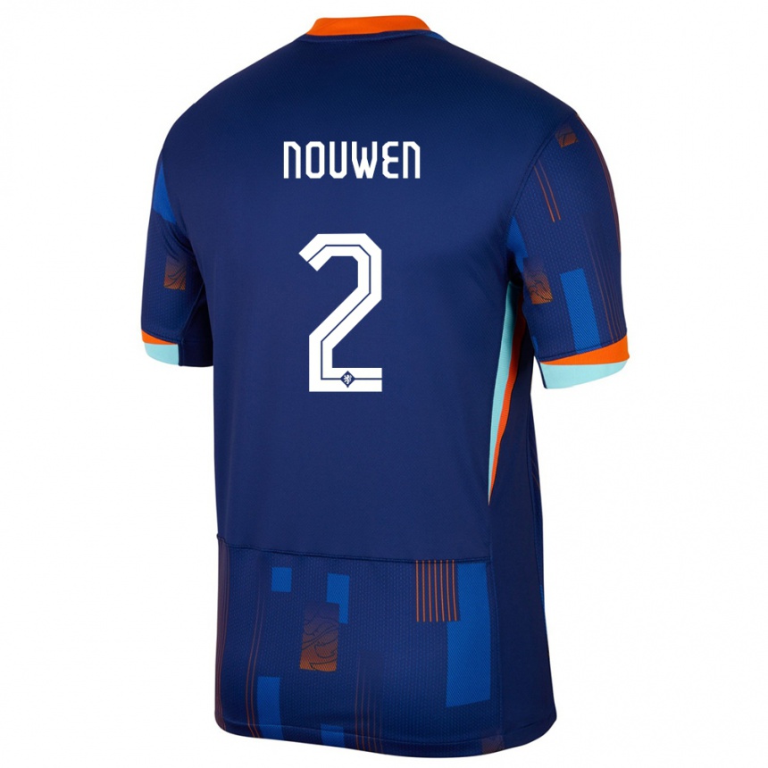 キッズフットボールオランダアニーク・ナウベン#2青アウェイシャツ24-26ジャージーユニフォーム