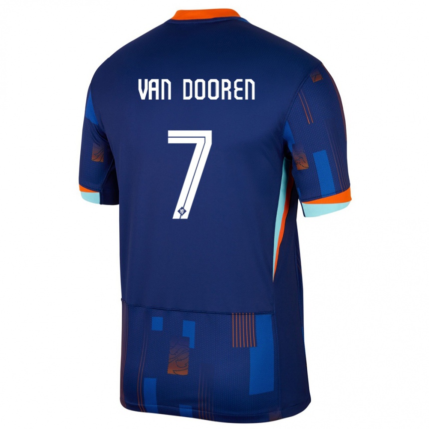 キッズフットボールオランダケイリー・ヴァン・ドーレン#7青アウェイシャツ24-26ジャージーユニフォーム