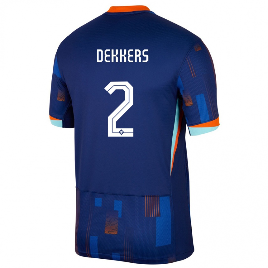 キッズフットボールオランダセム・デッカー#2青アウェイシャツ24-26ジャージーユニフォーム