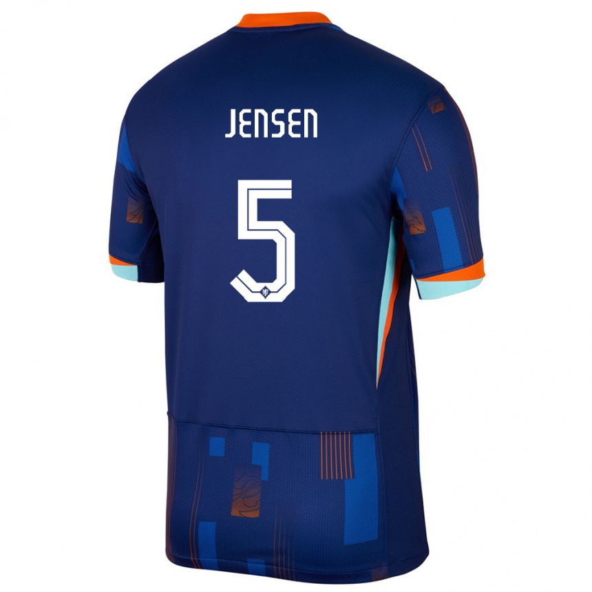 キッズフットボールオランダコーエン・ジェンセン#5青アウェイシャツ24-26ジャージーユニフォーム