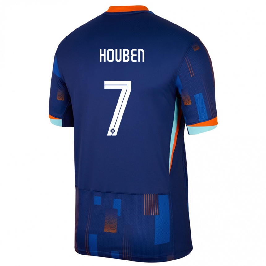 キッズフットボールオランダイギー・ホーベン#7青アウェイシャツ24-26ジャージーユニフォーム