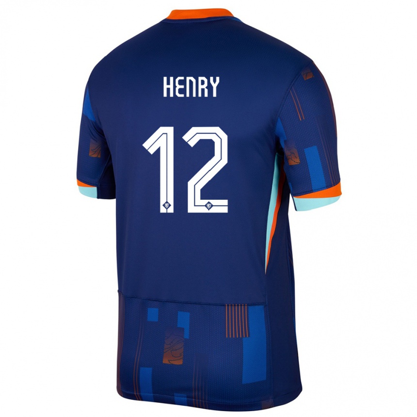 キッズフットボールオランダアルヴァロ・ヘンリー#12青アウェイシャツ24-26ジャージーユニフォーム