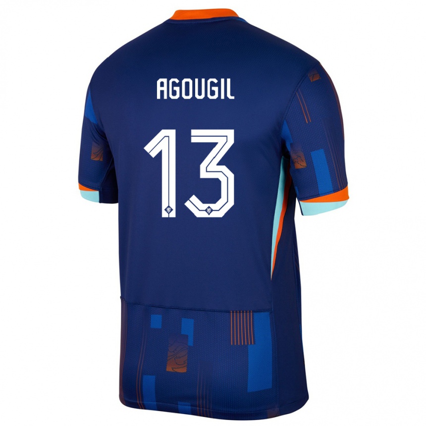 キッズフットボールオランダウアリッド・アグギル#13青アウェイシャツ24-26ジャージーユニフォーム