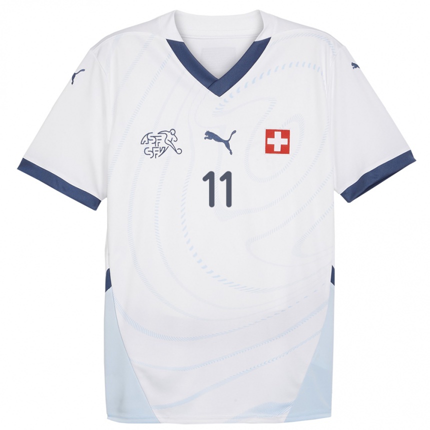 キッズフットボールスイスルベン・バルガス#11白アウェイシャツ24-26ジャージーユニフォーム