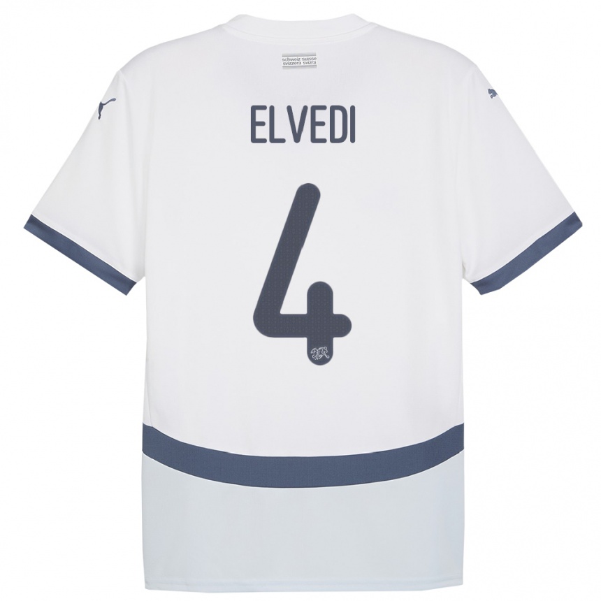 キッズフットボールスイスニコ・エルヴェディ#4白アウェイシャツ24-26ジャージーユニフォーム