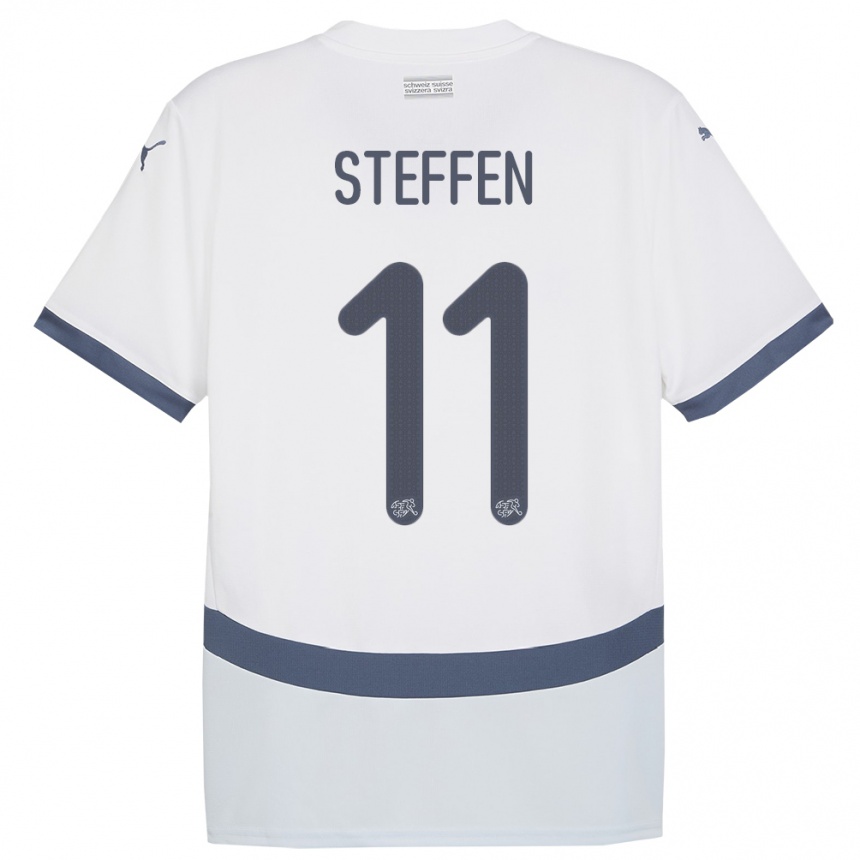 キッズフットボールスイスレナト・シュテフェン#11白アウェイシャツ24-26ジャージーユニフォーム
